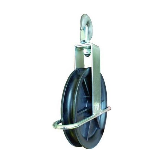 Vigor Carrucola Semplice con Gancio Sicurezza Struttura Acciaio S235JR Zincato Ruota Polimero 195 mm 1.65 Kg