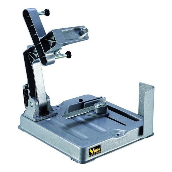 Vigor 5165010 Supporto Universale per Smerigliatrice 230 mm con Braccio a Molla di Ritorno Base in Acciaio 30x30 cm Struttura in Alluminio Apertura Morsetto 9,5 cm colore Nero