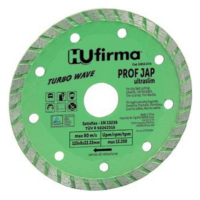 Vigor 5281027 Disco Diamantato Turbo Ultraslim 115 mm taglio a secco e umido 13200 rpm colore Verde