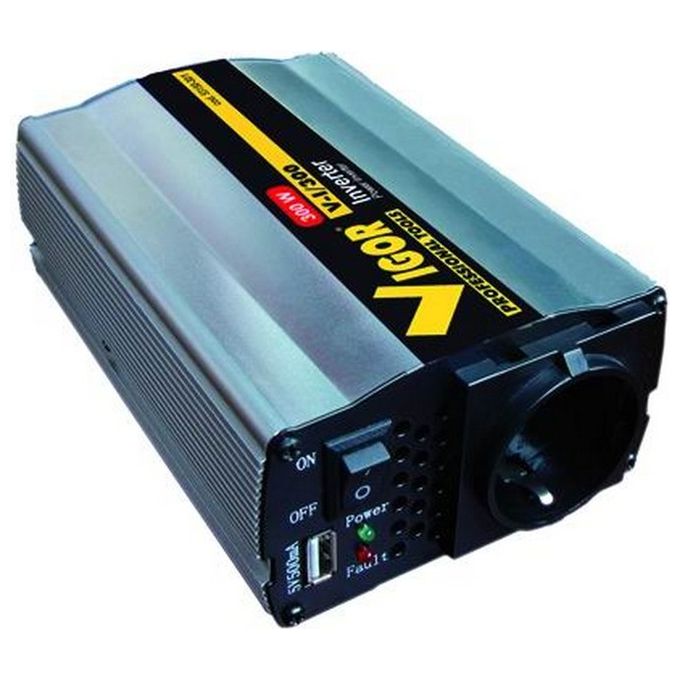 Vigor V-I-300 Inverter 300 W Tensione Ingresso 12V DC Uscita 230V AC con USB 5V Cavo Accendisigari