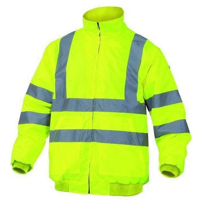 Deltaplus 3295249162023 Reno HV Giubbotto Alta Visibilita' con Fodera in Pile Maniche Staccabili Cuciture Impermeabili Cappuccio Fisso colore Arancione Fluo
