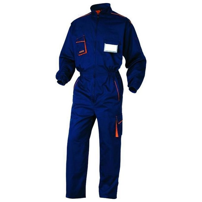 Deltaplus 3295249151904 PANOSTYLE Tuta da Lavoro in Poliestere 65% e Cotone 35% 235 g-m² con Chiusura Lampo Singola Elastico in Vita e ai Polsi 7 Tasche colore Arancione e Blu Navy