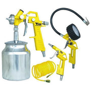 Vigor RP8031K4NS Kit Accessori per Compressore 4 Pezzi Aerografo Pistola Gonfiaggio con Manometro Tubo 5x8 m Terminali con Rubinetto Rapido colore Nero