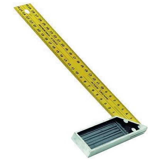 Metrica 29242 Squadra da Falegname Acciaio Temprato Base Alluminio Doppia Graduazione 250 mm