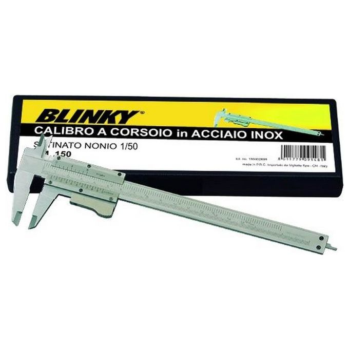 Blinky Calibro a Corsoio Nonio Acciaio Inox Satinato Scala 1-50 mm Portata 150 mm