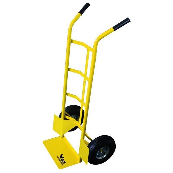 Vigor Carrello Portacasse Mod. Rully Ruote Pneumatiche 250 mm su Cuscinetti Portata 150 Kg Acciaio Verniciato colore Giallo