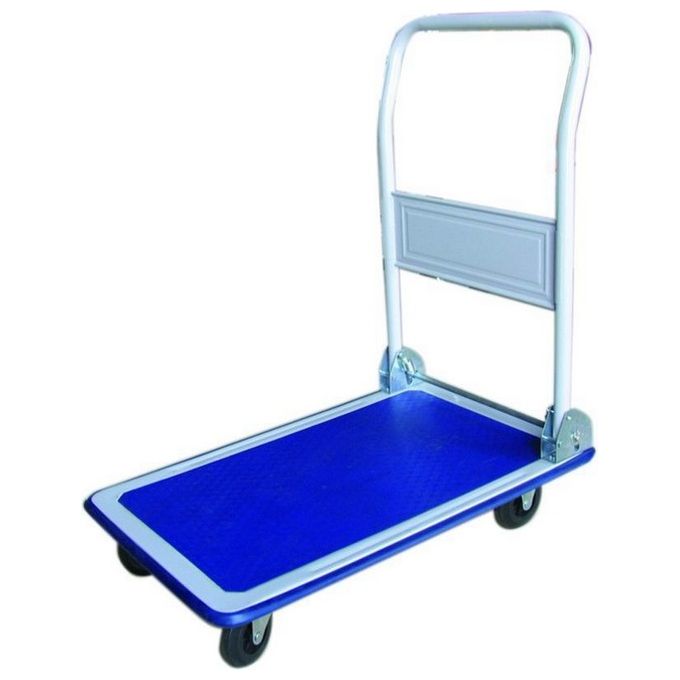 Vigor 59709-10 Carrello con Pianale 4 Ruote Portata 150 Kg Struttura in Acciaio Manico Pieghevole colore Nero