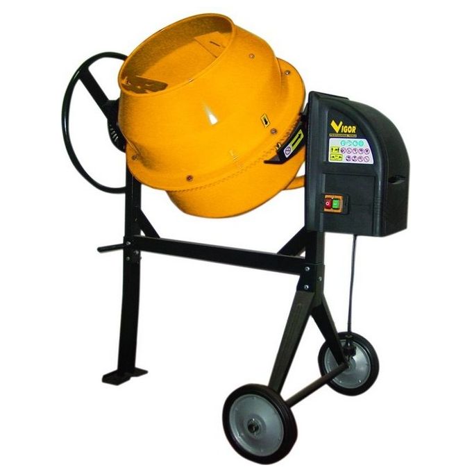 VIGOR 59720-05 Mod. 130 Betoniera elettrica 550 W 125 litri IP44D con ruote (120x71x140 cm) colore Nero