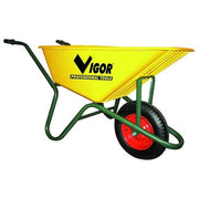 Vigor Carriola Vigor 100 Vasca in Polipropilene 100 L Struttura in Ferro Ruota Pneumatica colore Giallo