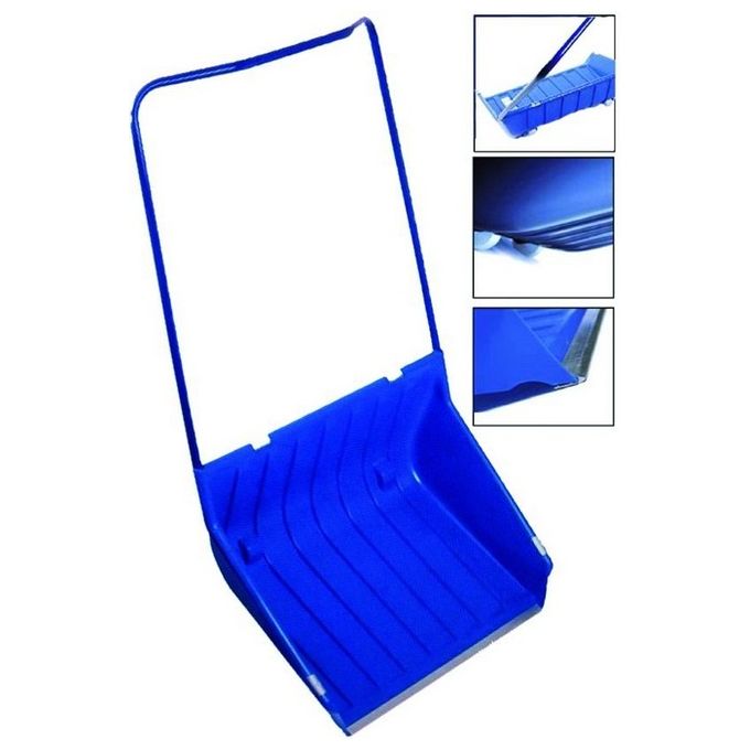 Vigor 6213007 Sgombraneve a Scivolo Struttura in Acciaio Verniciato Vasca in PP Blu con 2 Ruote di Scorrimento e Lamina in Alluminio Altezza 146 cm colore Blu