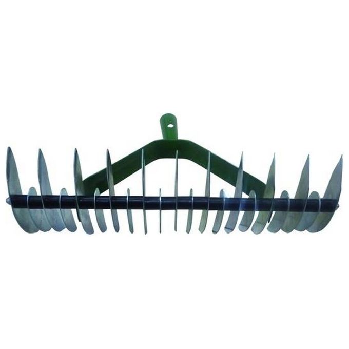 Vigor 63745-10 Rastrello Assolcatore Denti Doppi Zincato 32 Denti 11 Lunghi 21 Corti Larghezza 38 cm Attacco Conico 25 mm