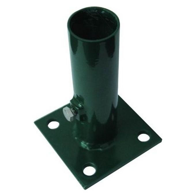 Vigor Base per Pali Tondi Acciaio Zincato Verniciato Diametro 48 mm Fissaggio a Piastra 4 Fori colore Verde