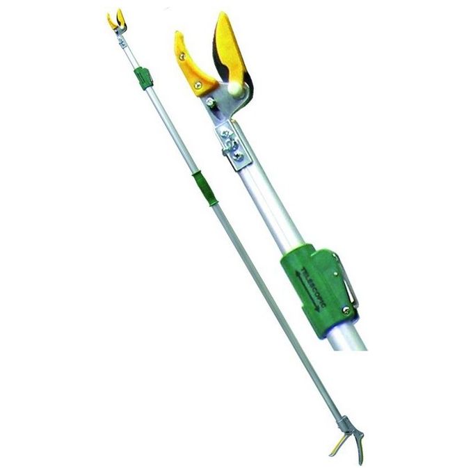 Vigor 7060018 Forbici per Potatura Telescopiche Asta Alluminio Anodizzato Lunghezza Regolabile 1,8-3 m 6 Stadi Impugnatura Soft-Grip Rotante Lama Teflonata