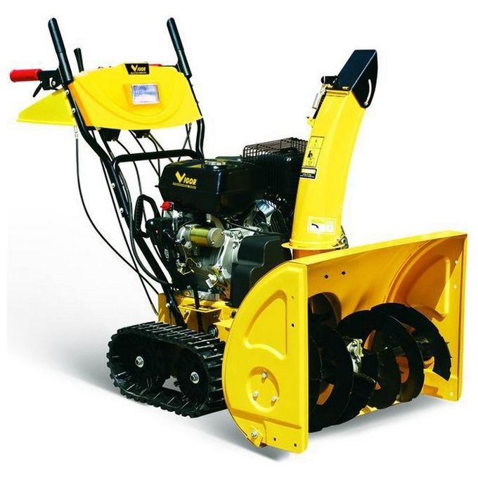 Vigor 7443530 Snowy-110 Spazzaneve a Turbina Cingolato Motore Benzina 4T 9,2 HP Avviamento Manuale ed Elettrico 230V Autonomia 5h Capacita' 1800 m²-h Larghezza Turbina 70 cm Deflettore Orientabile Peso 120 Kg colore Nero