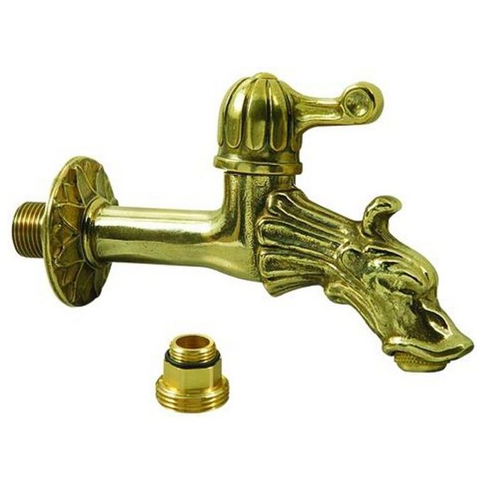 L'Artistica 77432-10 Rubinetto per Fontane in Ottone a Leva con Rosone Attacco 1-2 Pollici Forma Drago