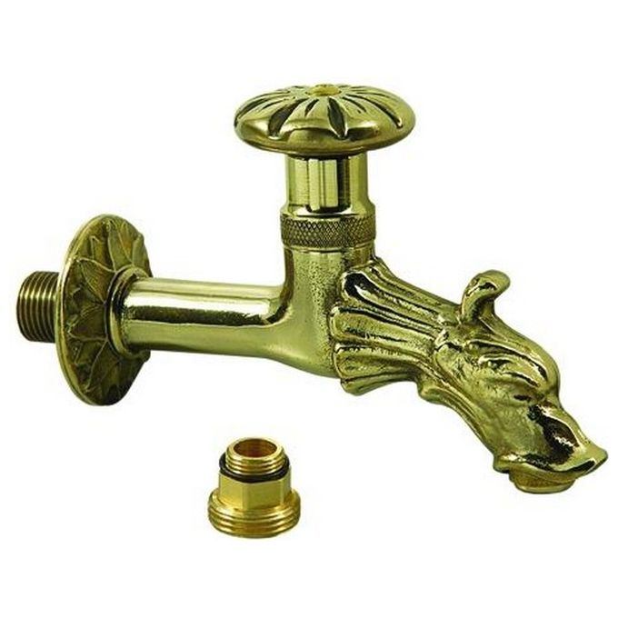 VIGOR-BLINKY 77432-15 Rubinetto per Fontane Ottone Tipo Volano con Rosone Attacco 1-2'' colore Giallo