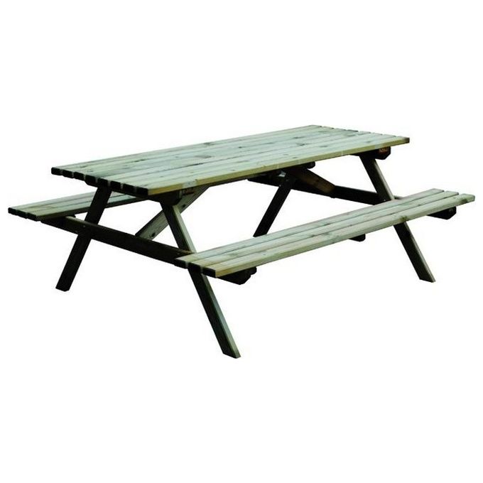 BLINKY 16936 Blinky Tavolo con Panche Incorporate in Legno di Pino Impregnato in Autoclave 179x150x72 cm colore Legno