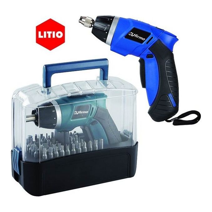 Hu-firma AV36-LI Avvitatore a Batteria al Litio 3,6V 1,3Ah Frizione 10+1 4 Nm 180 giri-min LED Kit 55 Accessori colore Rosso
