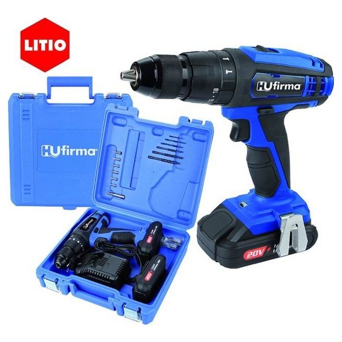 Hu-firma HU-T20P-LI Trapano Avvitatore a Percussione 20V 1,5Ah Litio 2 Batterie 35 Nm Mandrino 13 mm Valigetta 13 Accessori