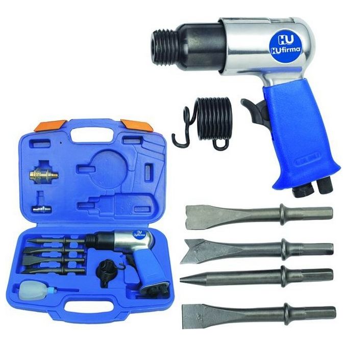 HU-FIRMA 34836 Martello ad Aria Compressa Attacco Esagonale mm 125 3500 colpi minuto pressione 6 3 atm Valigetta Accessori inclusi colore Nero