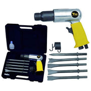 HU-FIRMA 90573-10 Martello Pneumatico ad Aria Compressa Attacco Esagonale da 175 mm con 5 Scalpelli e Valigetta Plastica colore Nero