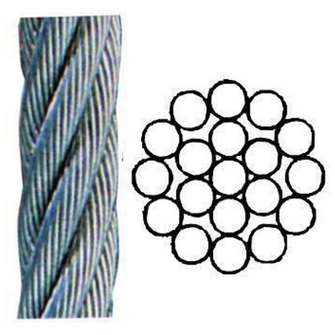 BLINKY 906004 Fune in Acciaio Zincato 19 Fili per Tesate Diametro 4 mm 100 Metri colore Acciaio