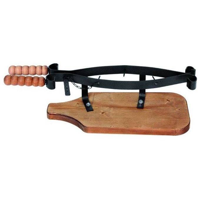 Fermaprosciutto Base Legno Acciaio Verniciato a Cerniera