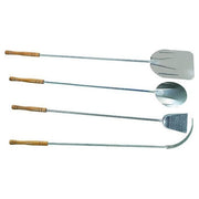 VIGOR-BLINKY ART1000 Set 4 Pale da Forno Acciaio Inox Manico Legno Pala Piatta Girapizza Paletta Brace Mezzaluna