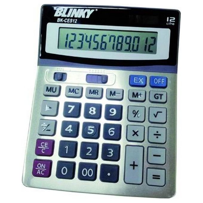 Blinky BK-CES12 Calcolatrice Solare 12 Cifre Tasti e Display Grande Radice Quadrata