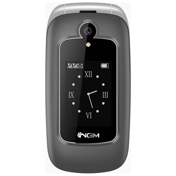 NGM LOOP Telefono per Anziani Clamshell Dual SIM 2.4'' 1.3 MP Bluetooth Radio FM MicroSD colore Grigio Argento
