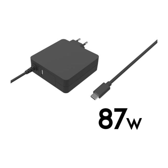 Nilox NLX-PDC-87W Alimentatore 87W Power Delivery con Porta USB-C e USB-A 1.8 m colore Nero