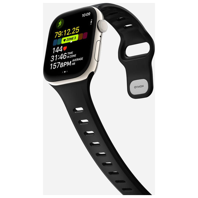 Nomad NM011406858 Tempo Band Cinturino Sportivo in Fluoroelastomero FKM 100% Impermeabile con Chiusura in Alluminio colore Nero