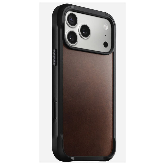 Nomad NM011796858 Rugged Leather Case Custodia per iPhone 17 Pro Max Compatibile con MagSafe Resistente alle Cadute fino a 4,5 m in Pelle Horween colore Marrone