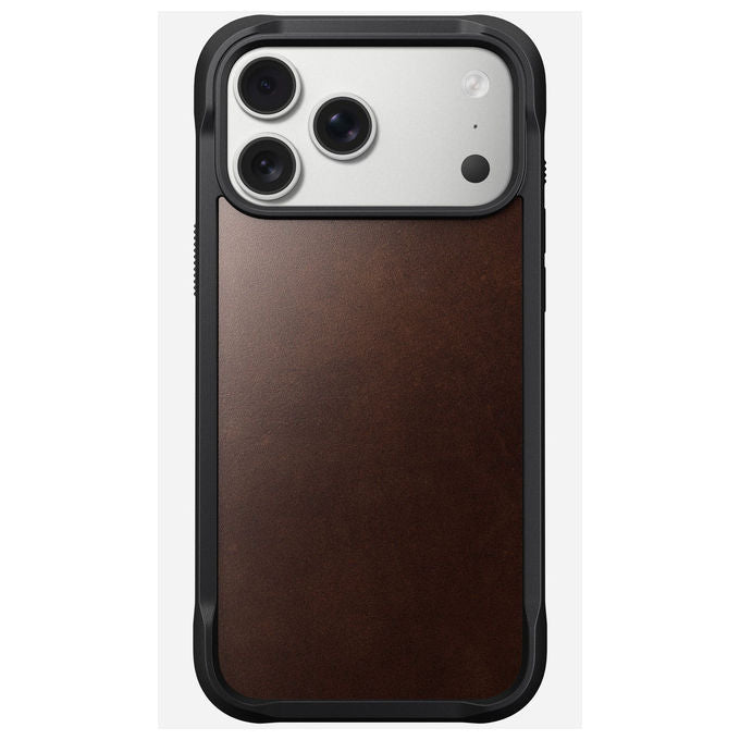 Nomad NM011796858 Rugged Leather Case Custodia per iPhone 17 Pro Max Compatibile con MagSafe Resistente alle Cadute fino a 4,5 m in Pelle Horween colore Marrone
