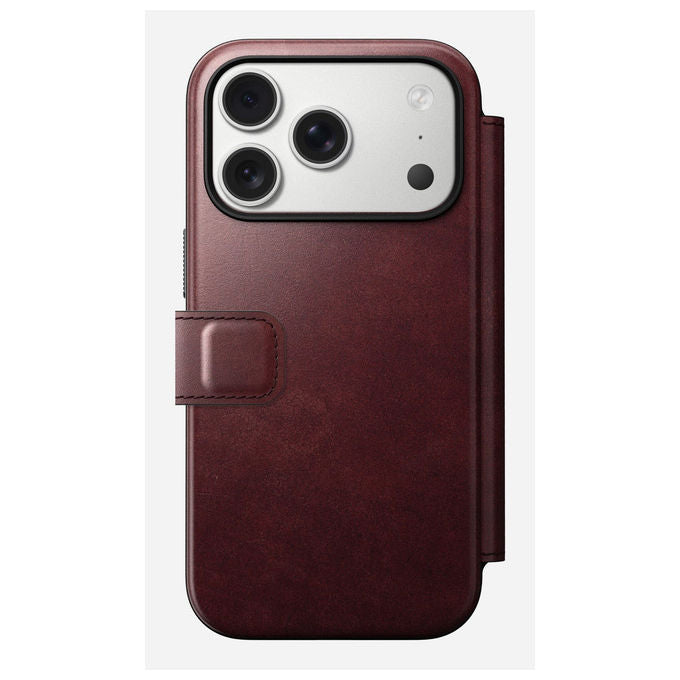 Nomad NM011833858 Modern Leather Folio Custodia a libro per iPhone 17 Pro con supporto MagSafe e porta carte colore Borgogna
