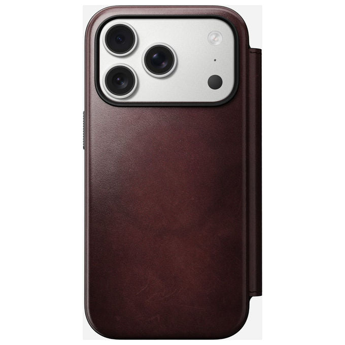 Nomad NM011833858 Modern Leather Folio Custodia a libro per iPhone 17 Pro con supporto MagSafe e porta carte colore Borgogna