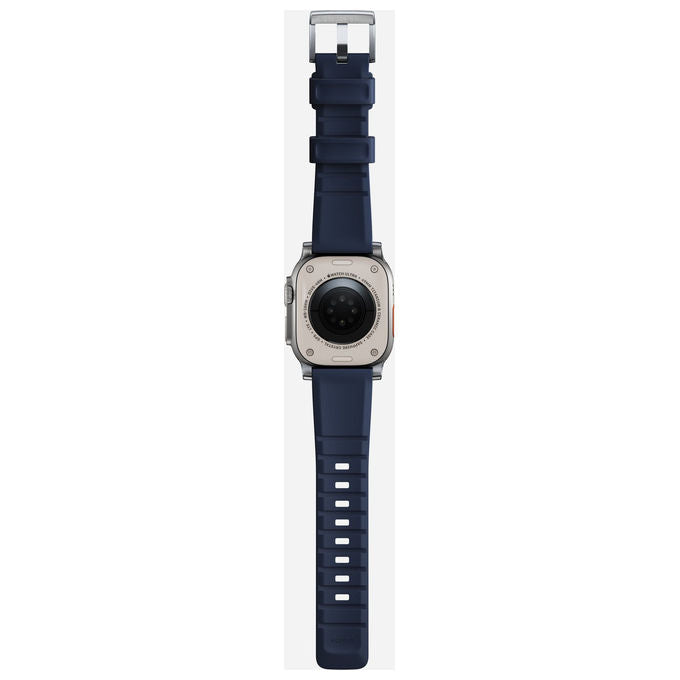 Nomad NM01296485 Rugged Cinturino per Apple Watch 42mm 44mm 45mm 49mm SE Ultra Ultra2 in Gomma FKM Fibbia Acciaio Inox colore Argento