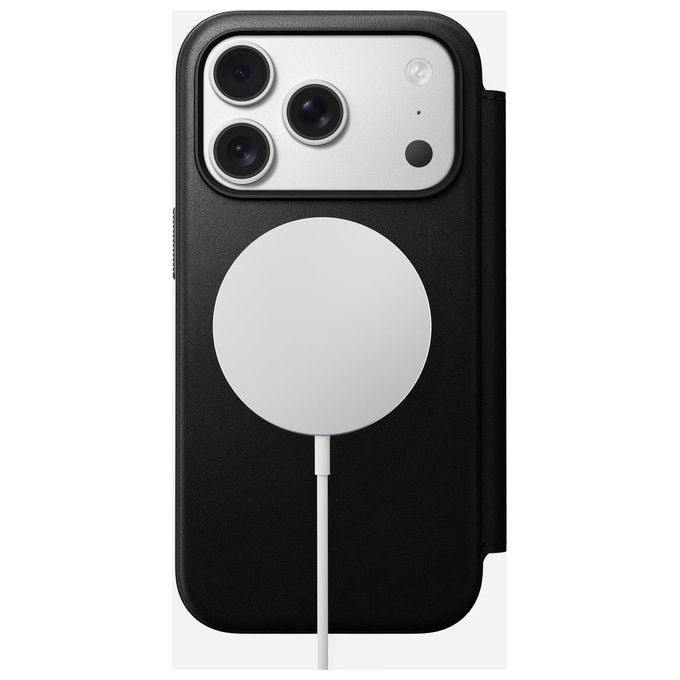 Nomad NM014193858 Modern Leather Folio Custodia a libro Compatibile iPhone 17 Pro con Carica Wireless e MagSafe colore Nero