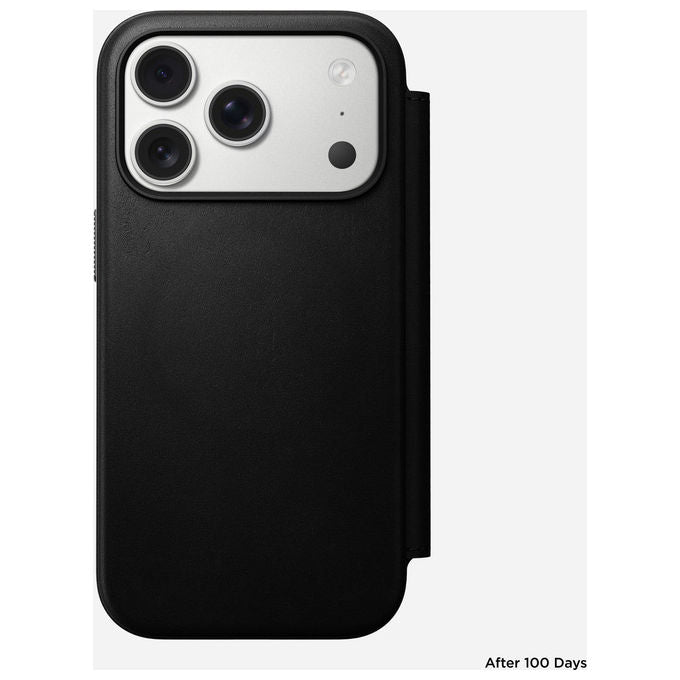 Nomad NM014193858 Modern Leather Folio Custodia a libro Compatibile iPhone 17 Pro con Carica Wireless e MagSafe colore Nero