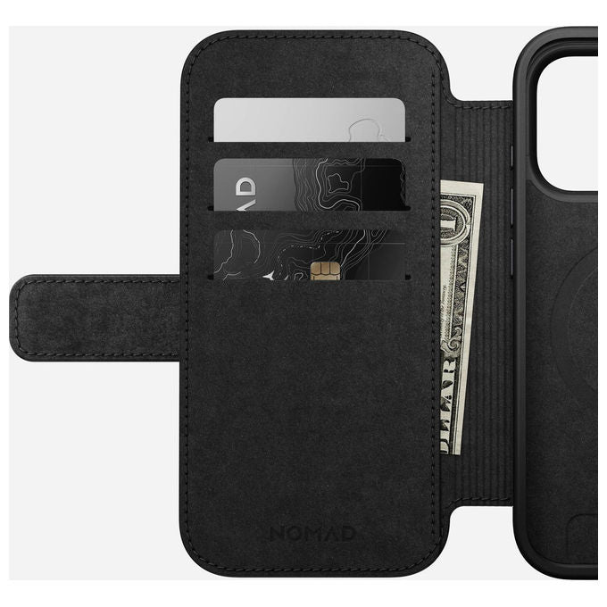 Nomad NM014193858 Modern Leather Folio Custodia a libro Compatibile iPhone 17 Pro con Carica Wireless e MagSafe colore Nero