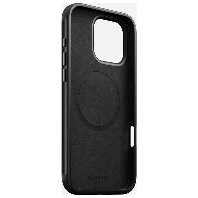 Nomad NM01693185 Custodia Cover per iPhone 16 Pro Max Compatibile con MagSafe Resistente alle Cadute Fino a 2,4 m in Pelle e Alluminio colore Nero