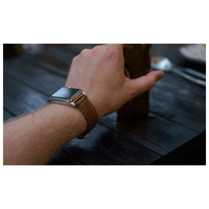 Nomad NM1A4RST00 Cinturino per Apple Watch in Pelle Marrone con Fibbia in Acciaio Inox colore Marrone
