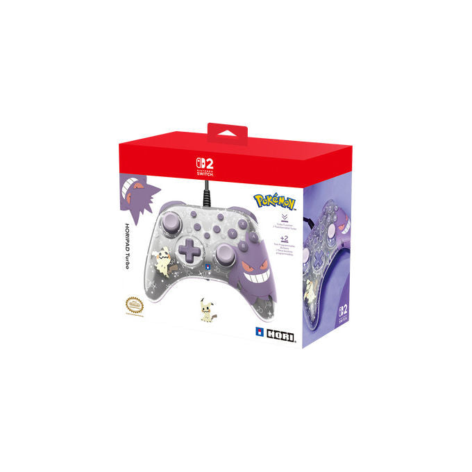 Hori NSX-090E HORIPAD Turbo Controller Cablato Nintendo Switch 2 Gengar Mimikyu Pulsanti Posteriori Programmabili colore Viola