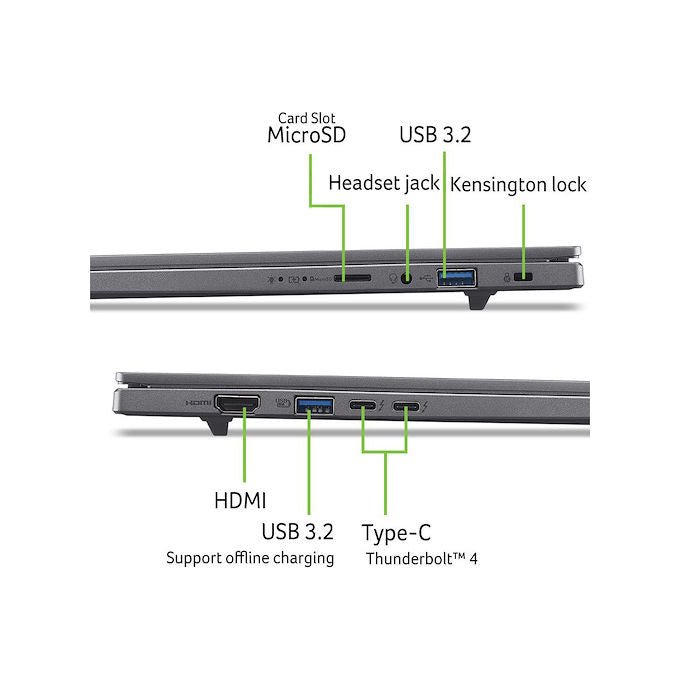 Acer A16-52M-52G1 Aspire 16 AI Notebook Intel Core Ultra 5 16GB RAM 512GB SSD Intel Arc OLED Windows 11 Grigio