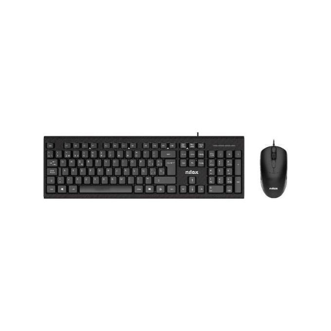 Nilox NXKMIT0011 Kit Tastiera e Mouse USB Layout Italiano 105 Tasti Sensore Ottico 1200 DPI colore Nero