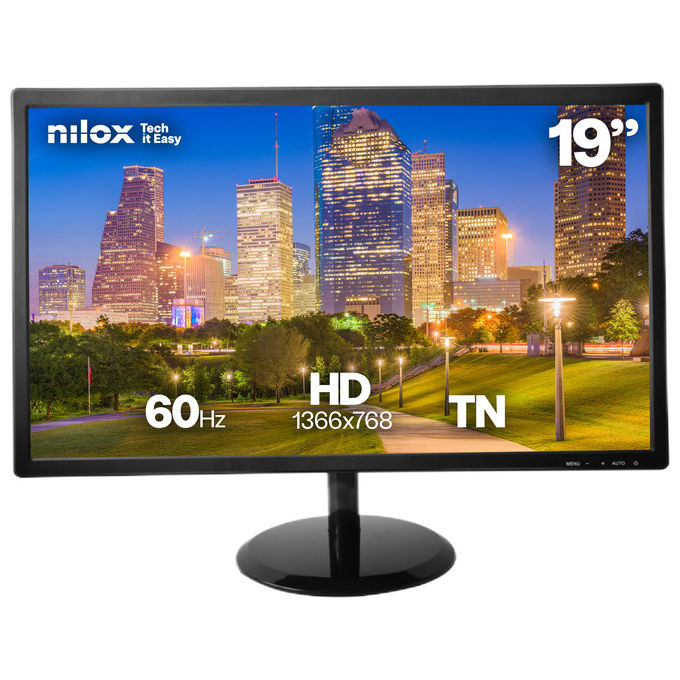 Nilox NXM19FHD22 Monitor 19'' TN HD 1366x768 5ms 60Hz VGA HDMI colore Nero