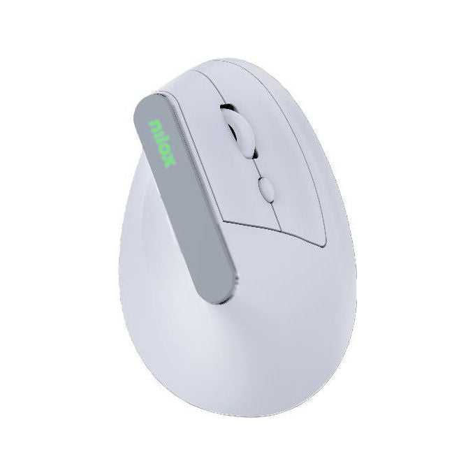 Nilox Mouse Verticale Dual, Wireless Ricaricabile, Bianco