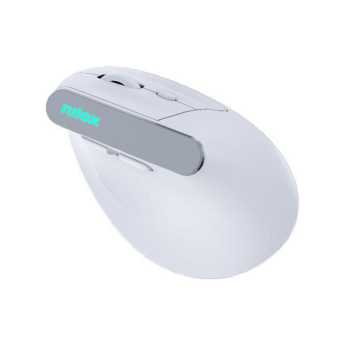 Nilox Mouse Verticale Dual, Wireless Ricaricabile, Bianco
