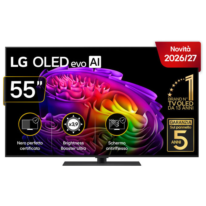 LG OLED55G66LS Serie G6S Smart TV OLED evo 55'' 4K webOS 26 α11 Gen3 VRR 165Hz Wi-Fi 6E colore Argento