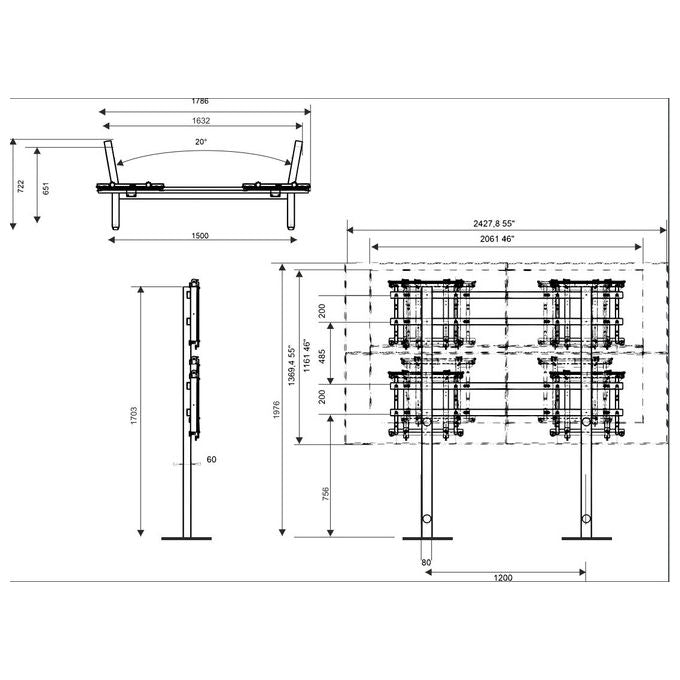 Itb Piantana Videowall 2x2 Nero per Schermi da 46 a 55 pollici